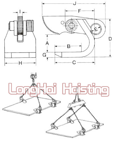 HO型钢板起重钳结构_使用说明图